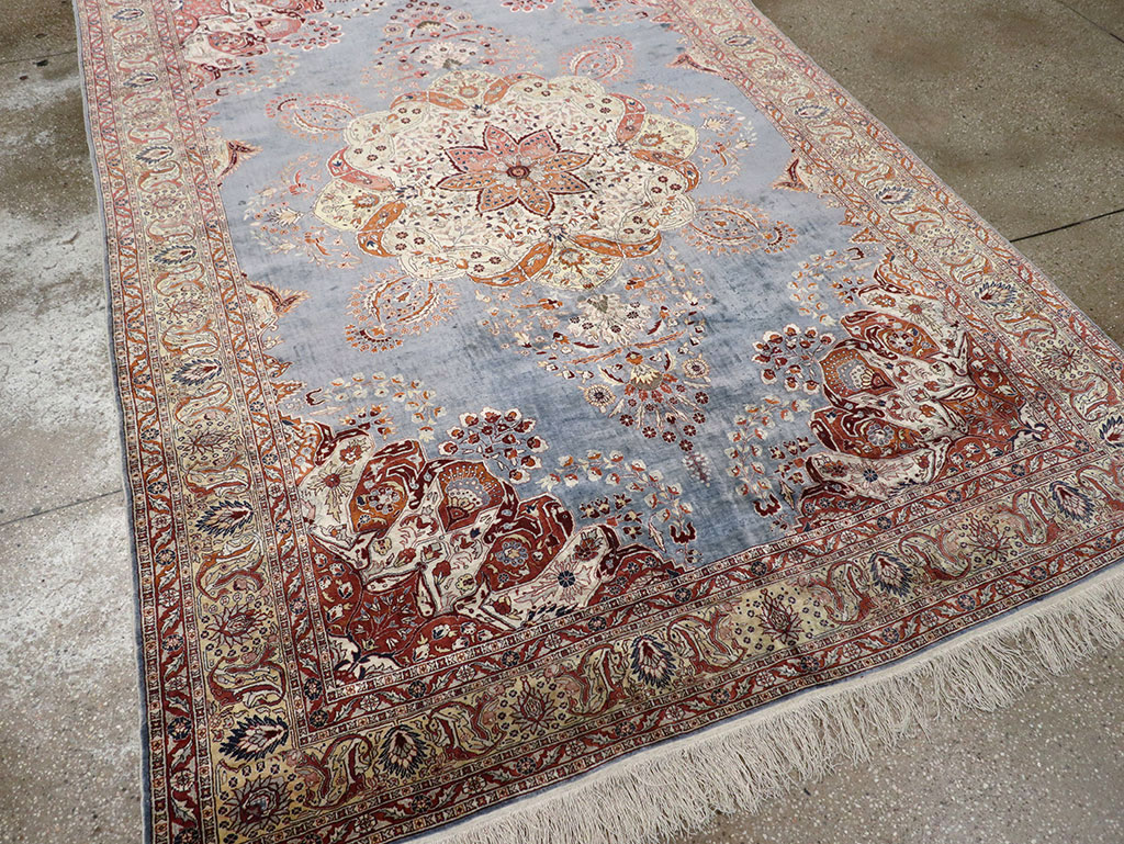 Antique Turkish Herekeh Silk Rug, No.15636 - Gss