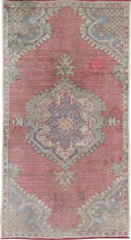 Antique Turkish Oushak Throw Rug, No.15695 - Gss