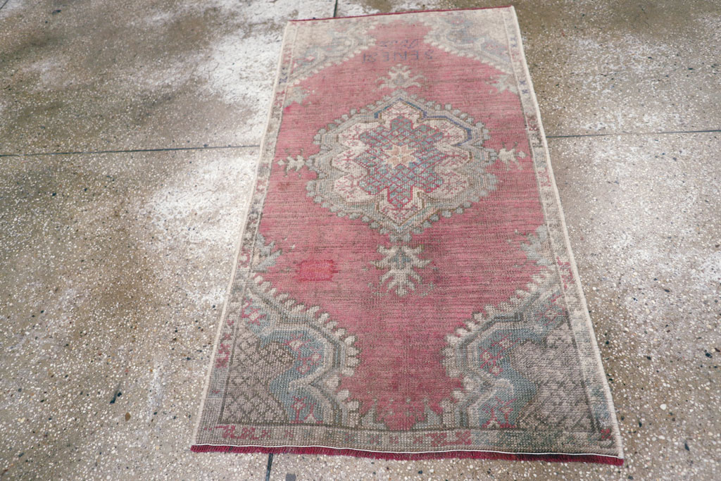 Antique Turkish Oushak Throw Rug, No.15695 - Gss