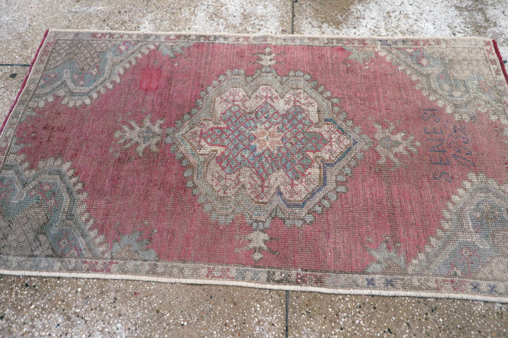 Antique Turkish Oushak Throw Rug, No.15695 - Gss