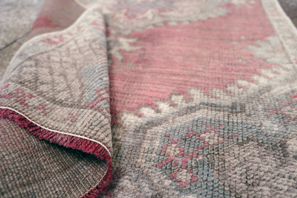 Antique Turkish Oushak Throw Rug, No.15695 - Gss