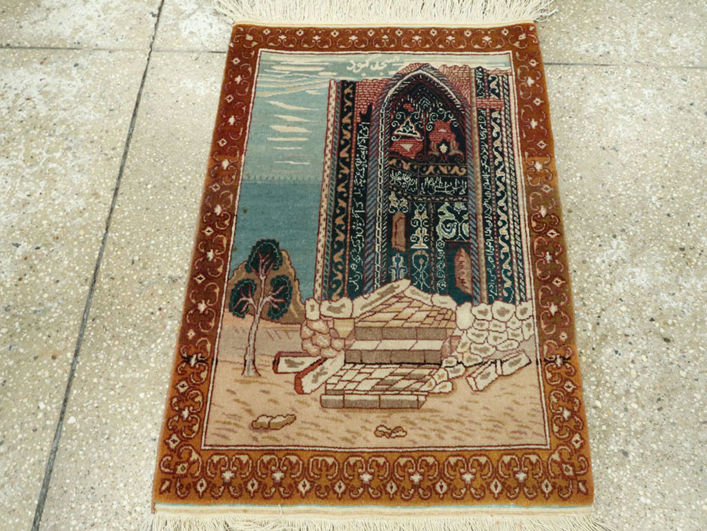 Vintage Persian Tabriz Pictorial Rug, No.15765 - Gss