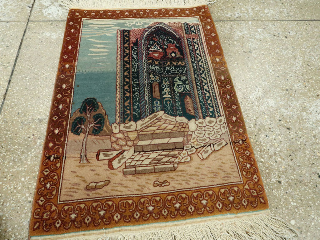 Vintage Persian Tabriz Pictorial Rug, No.15765 - Gss