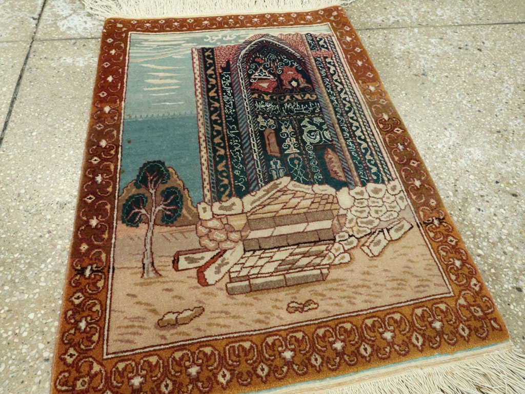 Vintage Persian Tabriz Pictorial Rug, No.15765 - Gss