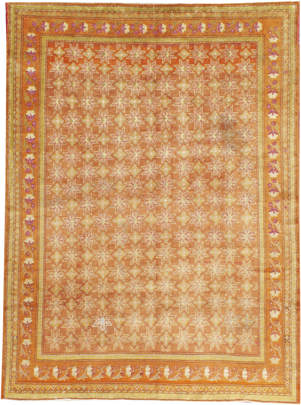 Vintage East Turkestan Samarkand Accent Rug, No.16219 - Gss