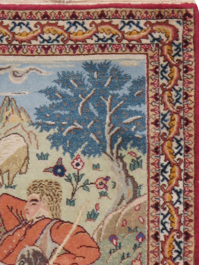 Vintage Persian Tabriz Pictorial Rug, No.16400 - Gss