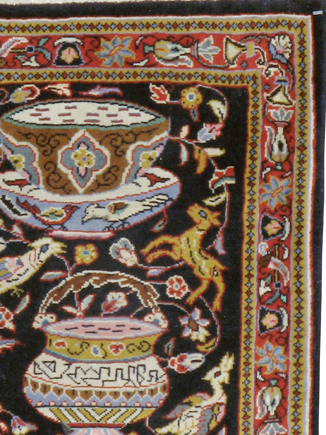 Vintage Persian Quom Pictorial Rug, No.16464 - Gss