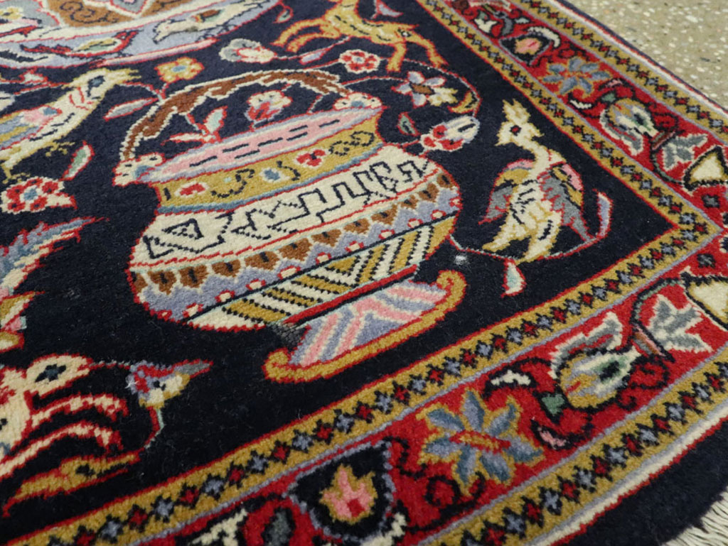 Vintage Persian Quom Pictorial Rug, No.16464 - Gss