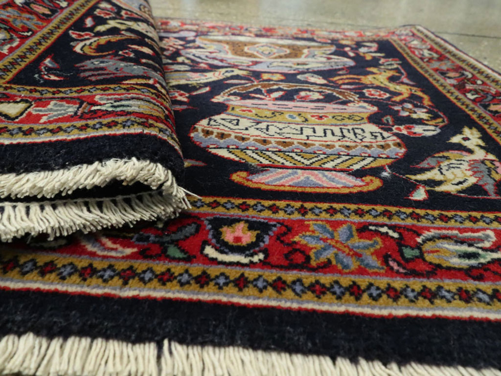 Vintage Persian Quom Pictorial Rug, No.16464 - Gss