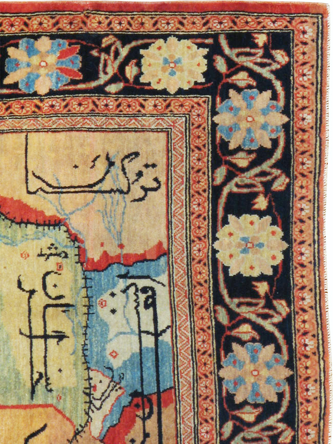 Vintage Persian Tabriz Map Rug, No.16841 - Gss