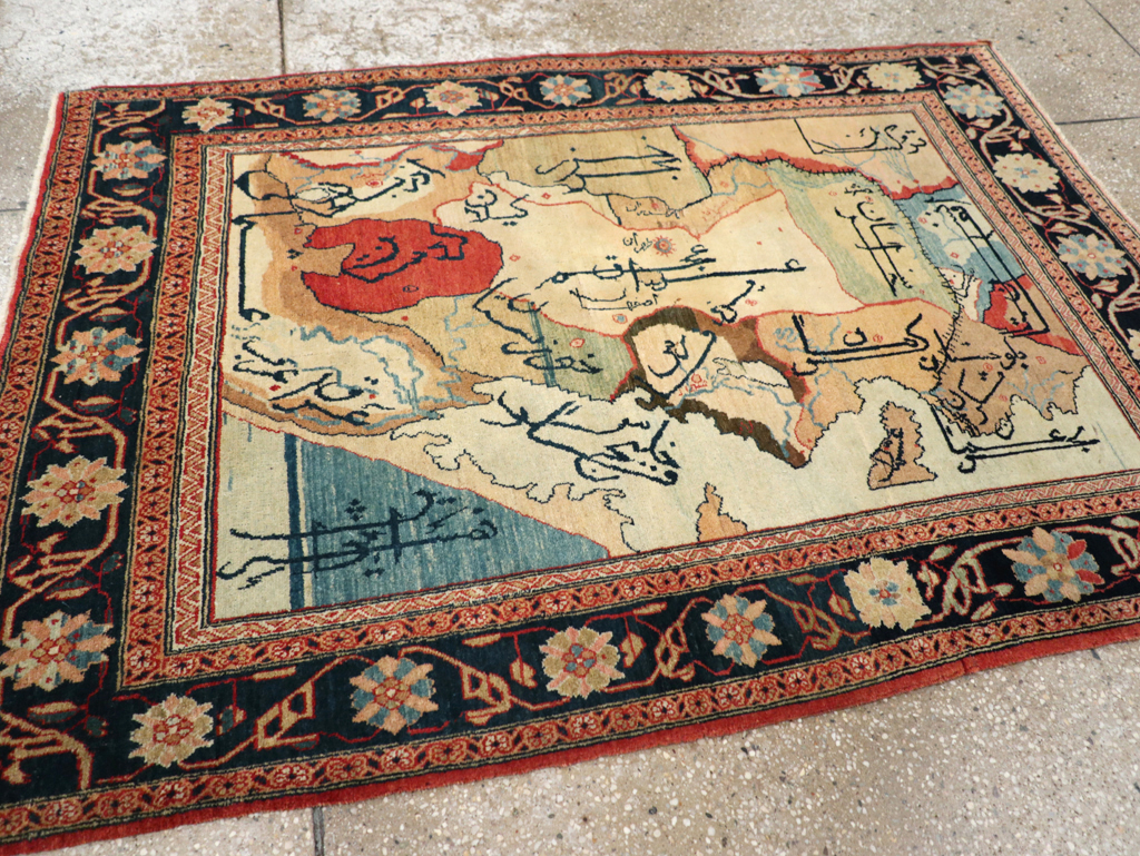 Vintage Persian Tabriz Map Rug, No.16841 - Gss