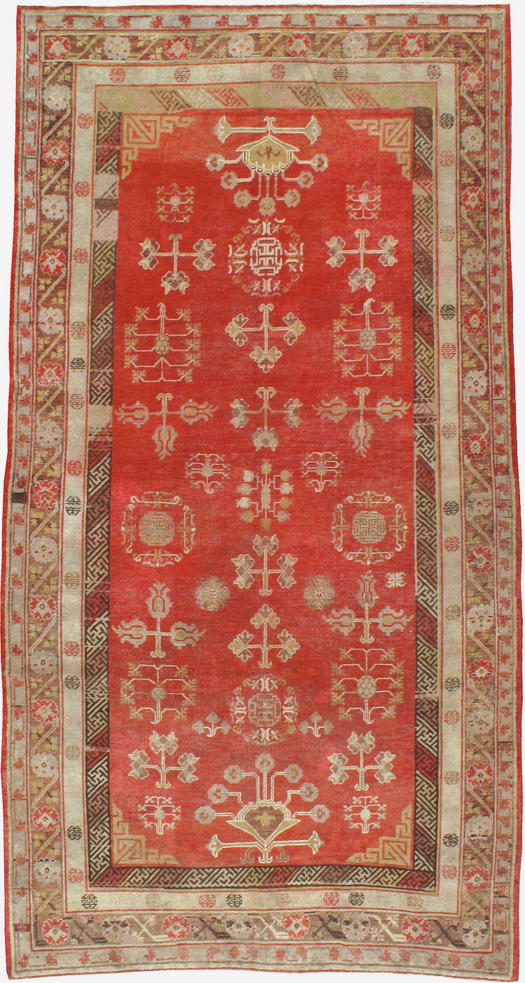 Vintage East Turkestan Khotan Carpet, No.16923 - Gss