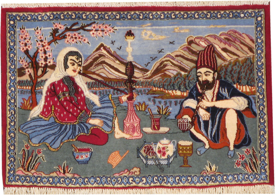 Vintage Persian Isfahan Pictorial Rug, No.16986 - Gss