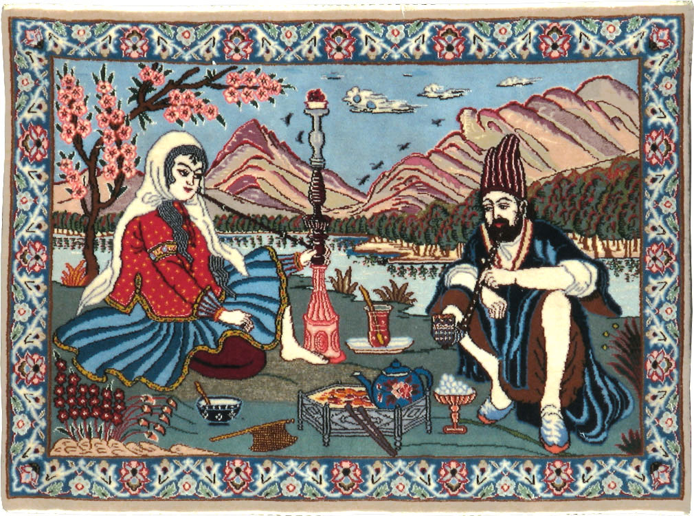 Vintage Isfahan Pictorial Rug, No.16987 - Gss