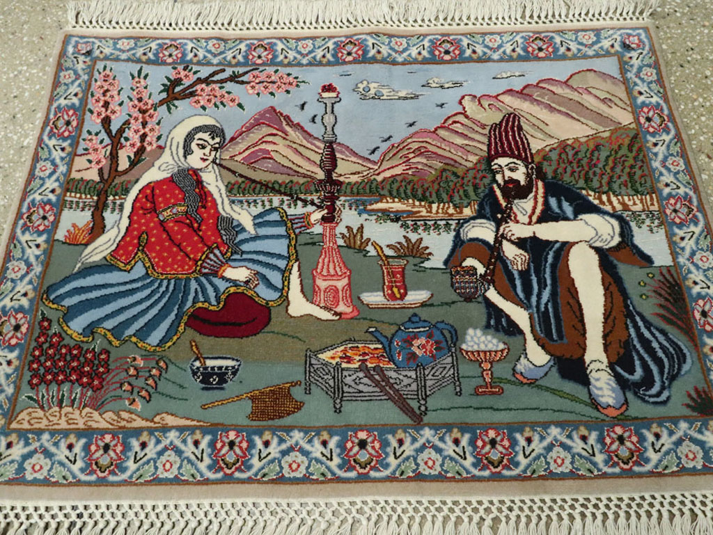 Vintage Isfahan Pictorial Rug, No.16987 - Gss