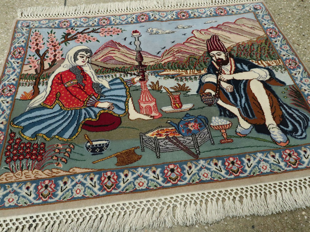 Vintage Isfahan Pictorial Rug, No.16987 - Gss