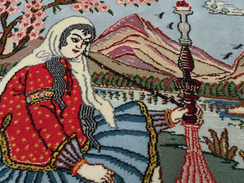 Vintage Isfahan Pictorial Rug, No.16987 - Gss