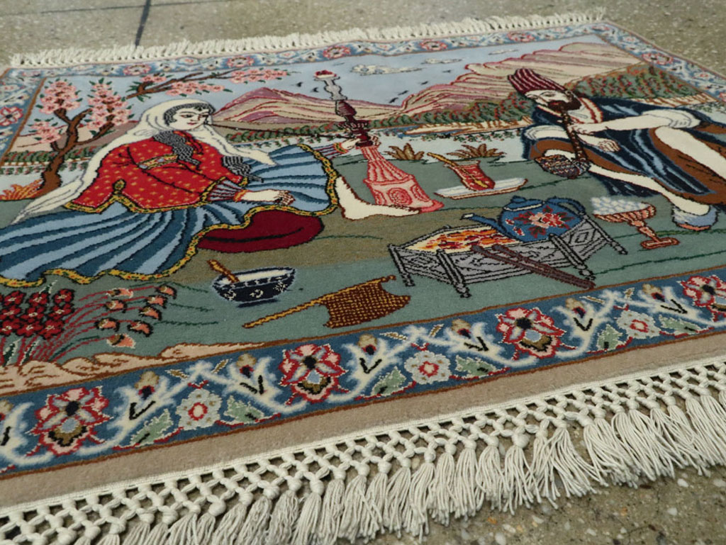 Vintage Isfahan Pictorial Rug, No.16987 - Gss