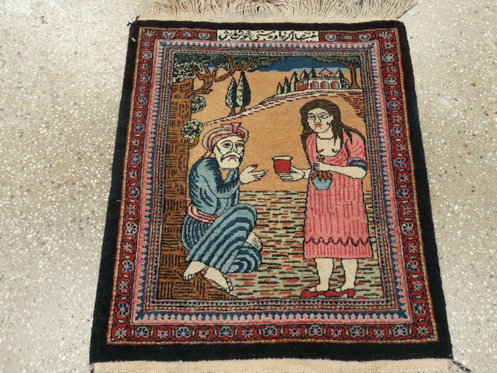 Vintage Persian Mashad Pictorial Rug (Pair: 1 of 2), No.17020 - Gss