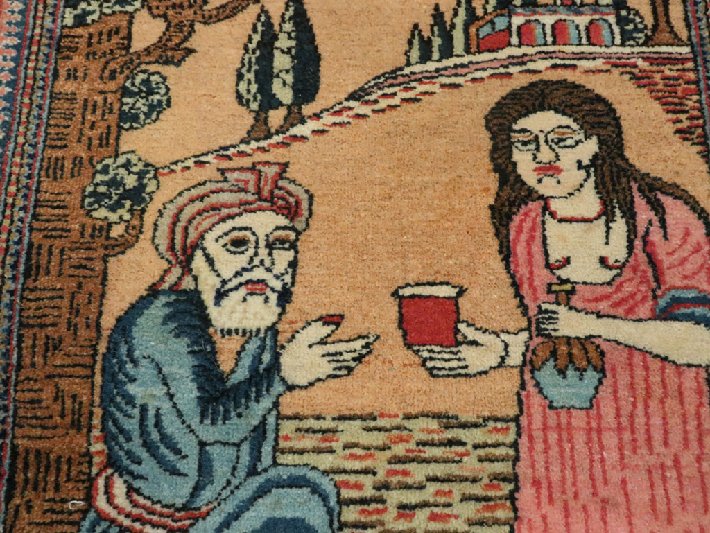 Vintage Persian Mashad Pictorial Rug (Pair: 1 of 2), No.17020 - Gss