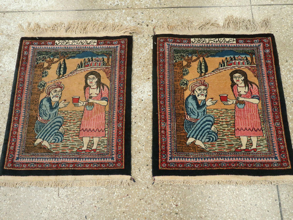 Vintage Persian Mashad Pictorial Rug (Pair: 1 of 2), No.17020 - Gss