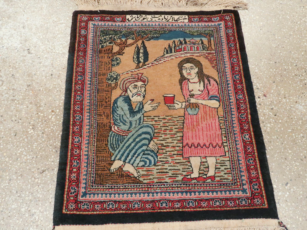 Vintage Persian Mashad Pictorial Rug (Pair: 2 of 2), No.17021 - Gss