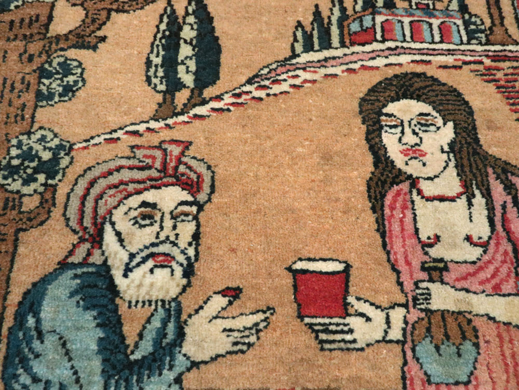 Vintage Persian Mashad Pictorial Rug (Pair: 2 of 2), No.17021 - Gss