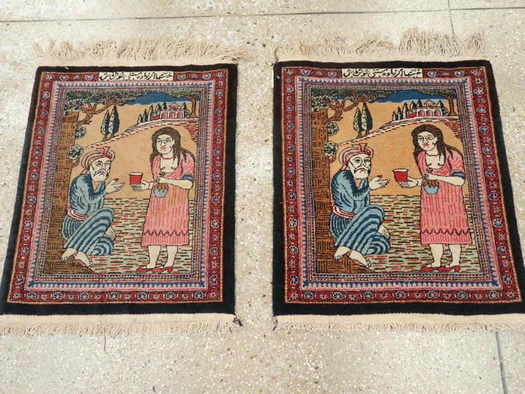 Vintage Persian Mashad Pictorial Rug (Pair: 2 of 2), No.17021 - Gss