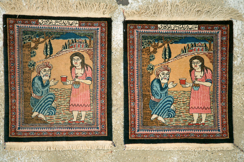 Vintage Persian Mashad Pictorial Rug (Pair: 2 of 2), No.17021 - Gss