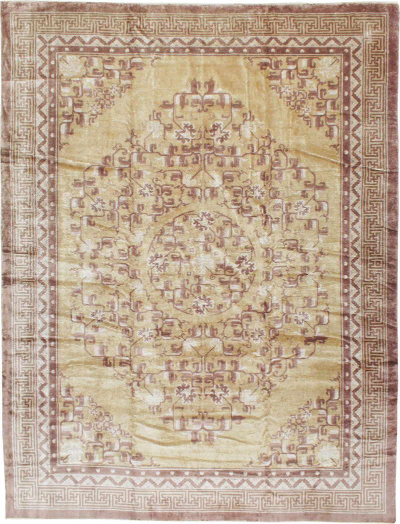 Vintage Chinese Peking Silk Carpet, No.17079 - Gss