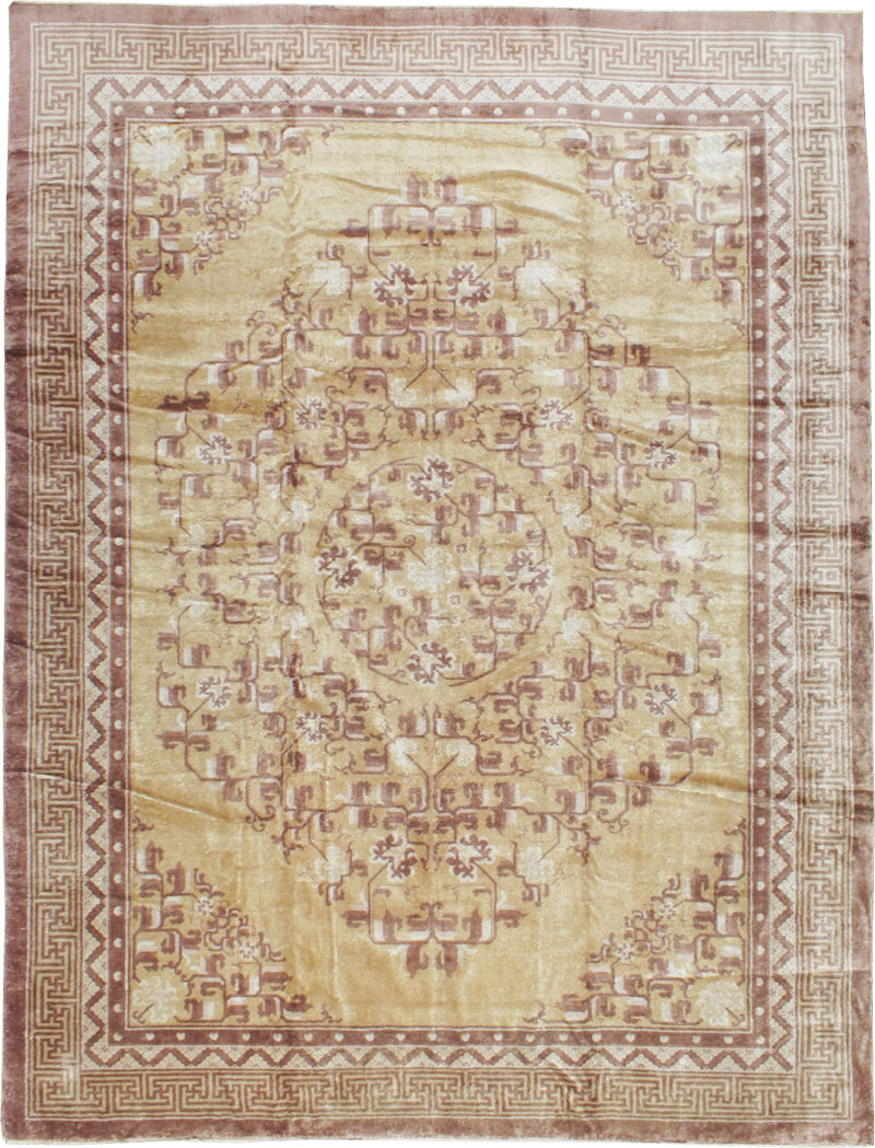 Vintage Chinese Peking Silk Carpet, No.17079 - Gss