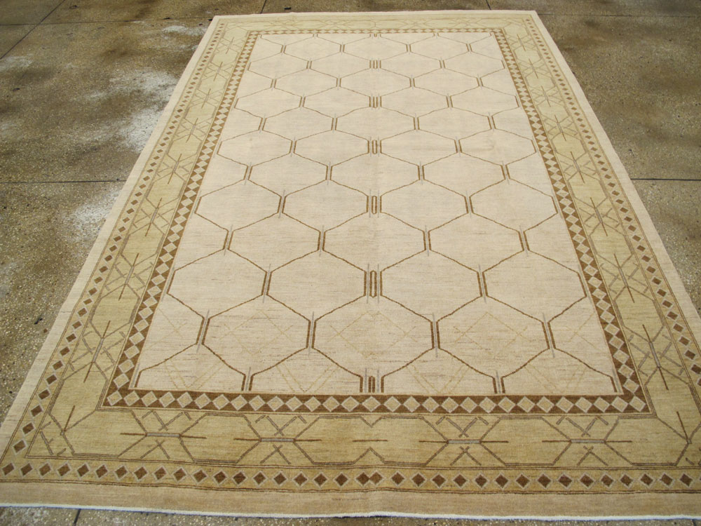 Vintage Persian Tabriz Modernist Carpet, No.17156 - Gss