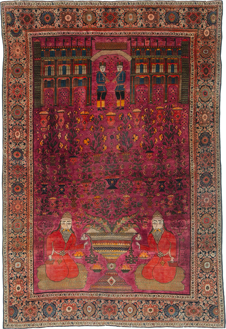 Antique Persian Sarouk Fereghan Pictorial Rug, No.17238 - Gss