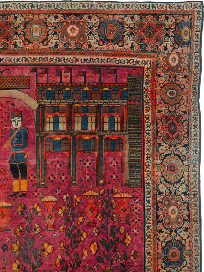 Antique Persian Sarouk Fereghan Pictorial Rug, No.17238 - Gss