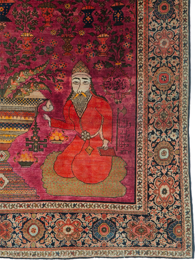 Antique Persian Sarouk Fereghan Pictorial Rug, No.17238 - Gss