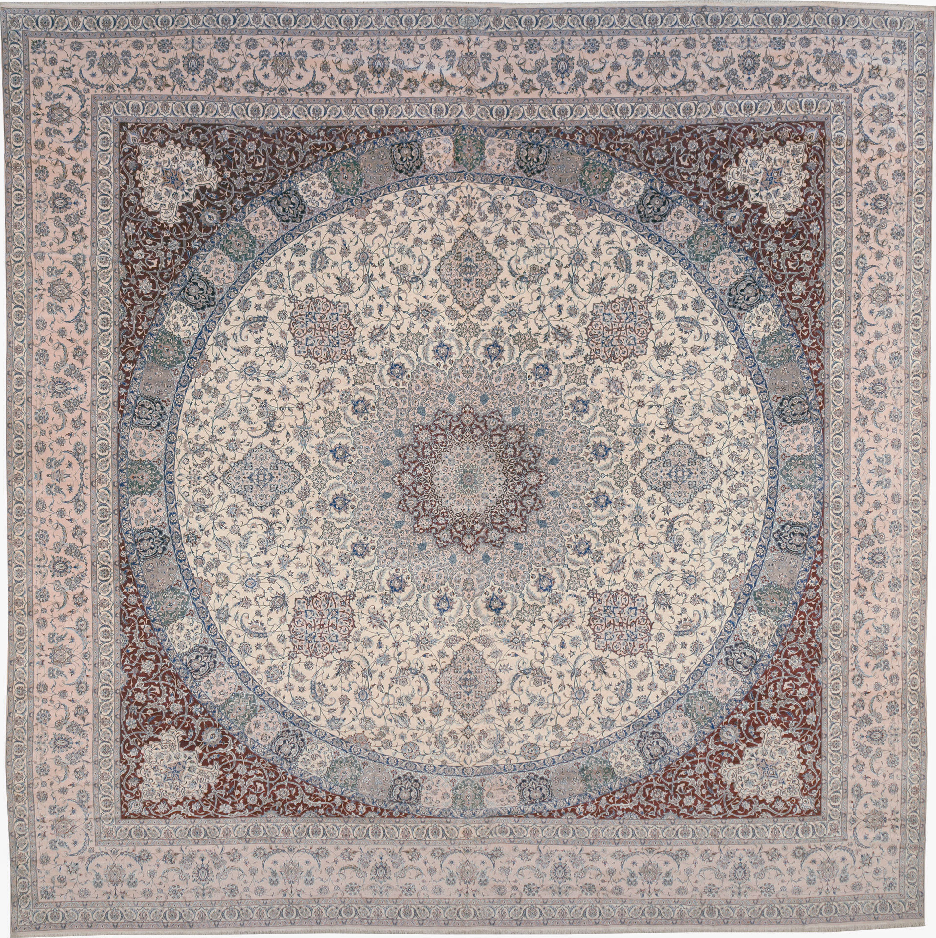 Vintage Persian Nain Square Oversize Carpet, No.17491 - Gss