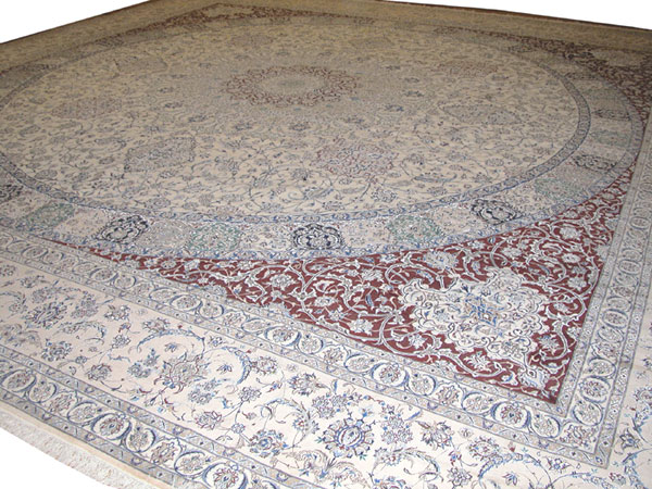 Vintage Persian Nain Square Oversize Carpet, No.17491 - Gss