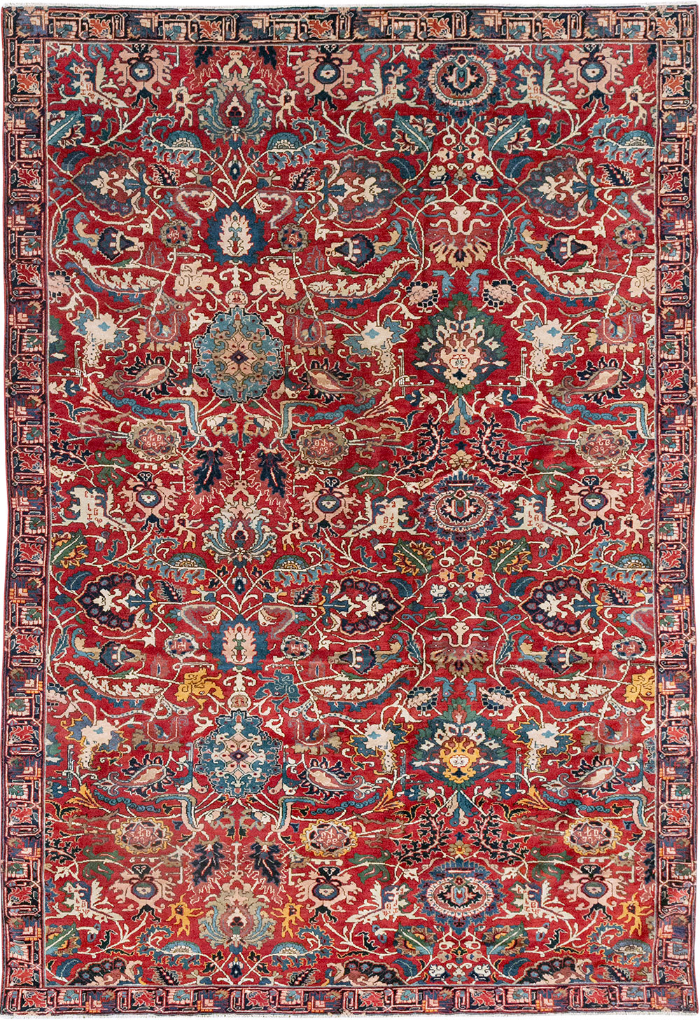 Antique Persian Senneh Tabriz Accent Carpet, No.17671 - Gss