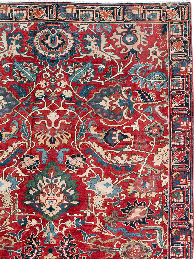 Antique Persian Senneh Tabriz Accent Carpet, No.17671 - Gss
