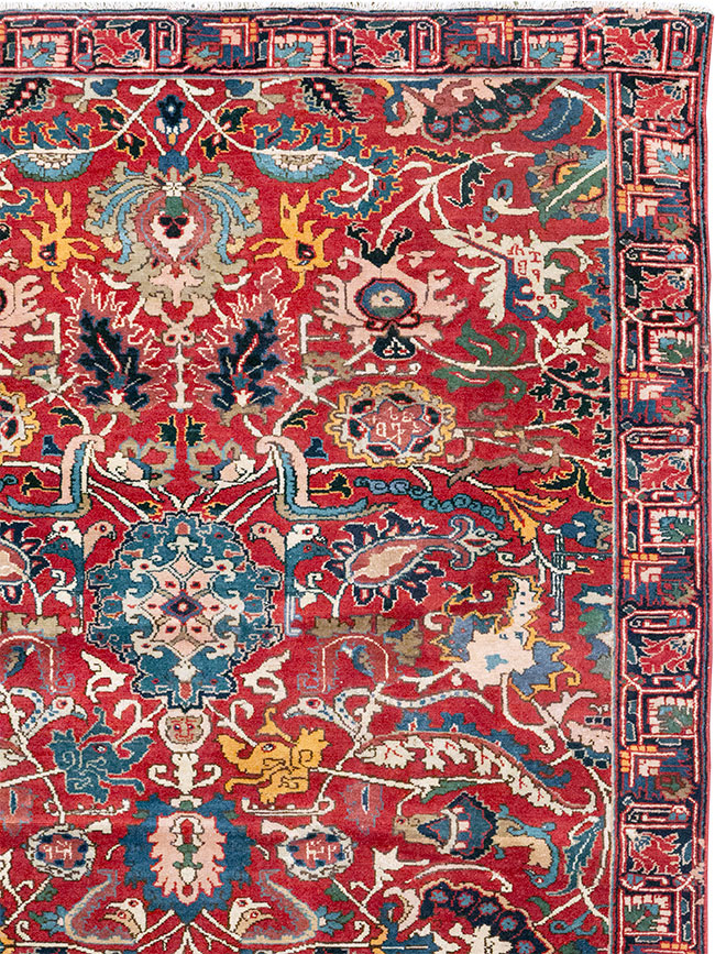 Antique Persian Senneh Tabriz Accent Carpet, No.17671 - Gss