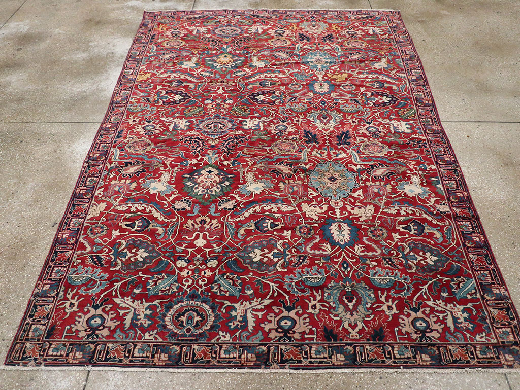 Antique Persian Senneh Tabriz Accent Carpet, No.17671 - Gss