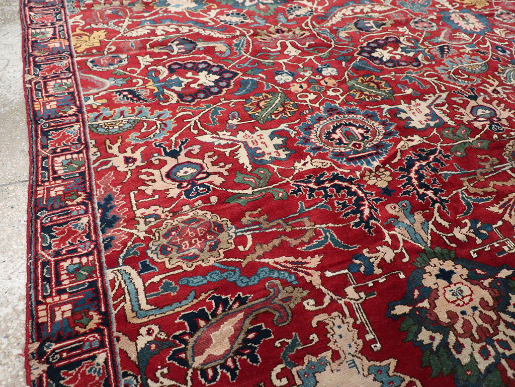Antique Persian Senneh Tabriz Accent Carpet, No.17671 - Gss
