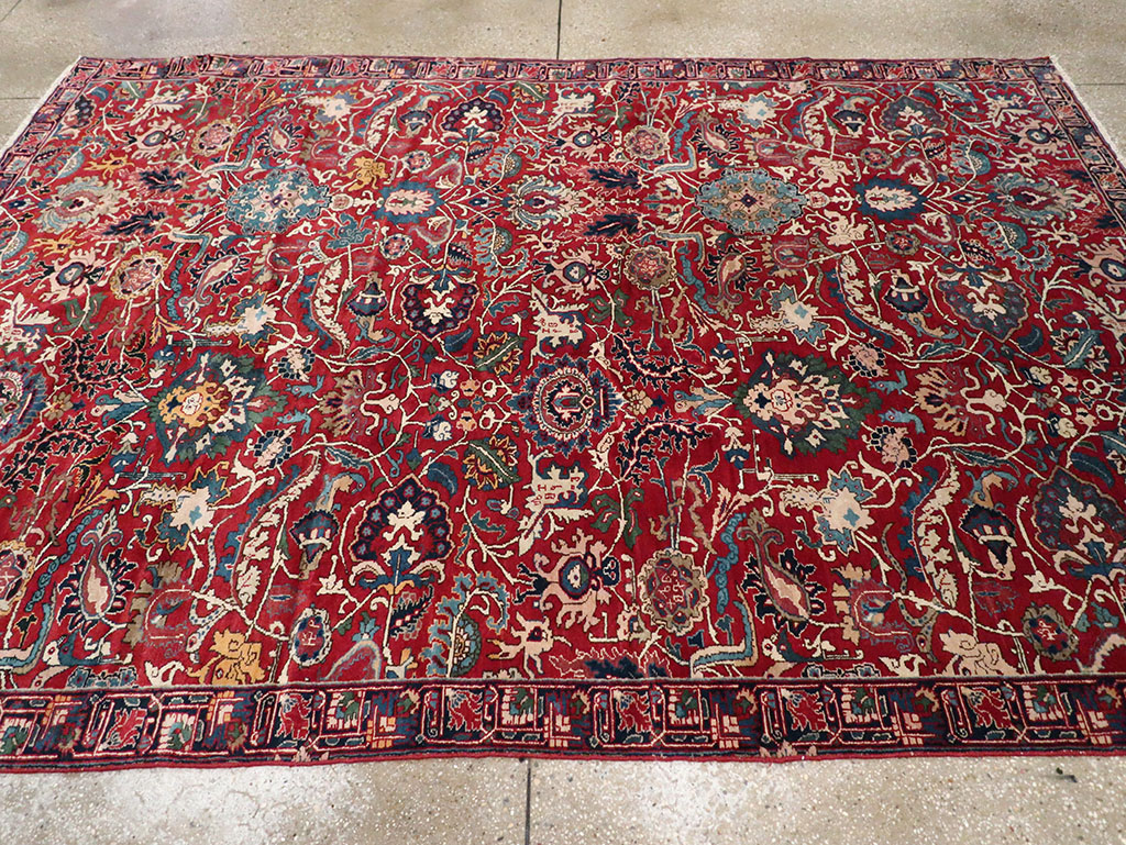 Antique Persian Senneh Tabriz Accent Carpet, No.17671 - Gss
