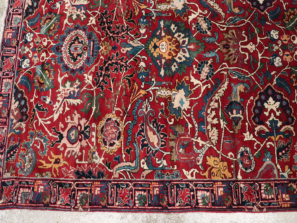 Antique Persian Senneh Tabriz Accent Carpet, No.17671 - Gss