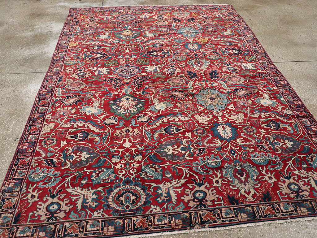 Antique Persian Senneh Tabriz Accent Carpet, No.17671 - Gss