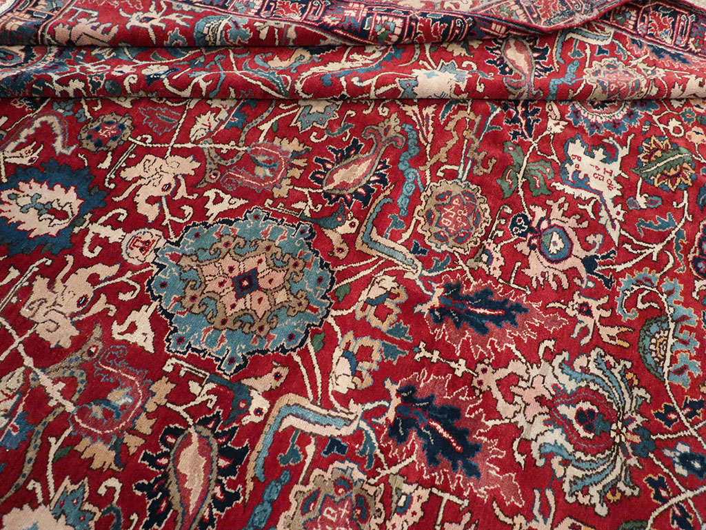 Antique Persian Senneh Tabriz Accent Carpet, No.17671 - Gss