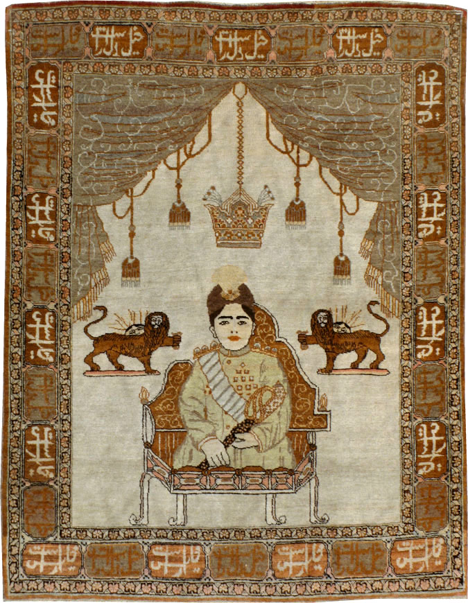 Vintage Persian Tabriz Pictorial Rug, No.17771 - Gss