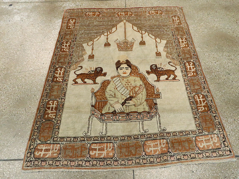 Vintage Persian Tabriz Pictorial Rug, No.17771 - Gss