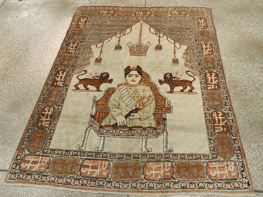 Vintage Persian Tabriz Pictorial Rug, No.17771 - Gss