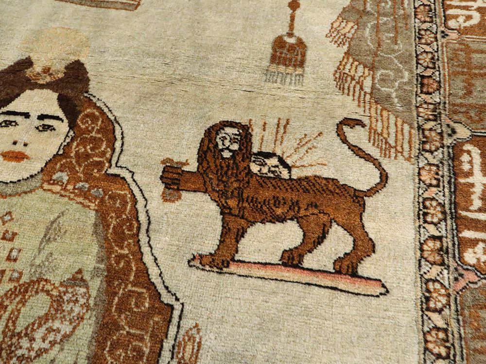 Vintage Persian Tabriz Pictorial Rug, No.17771 - Gss